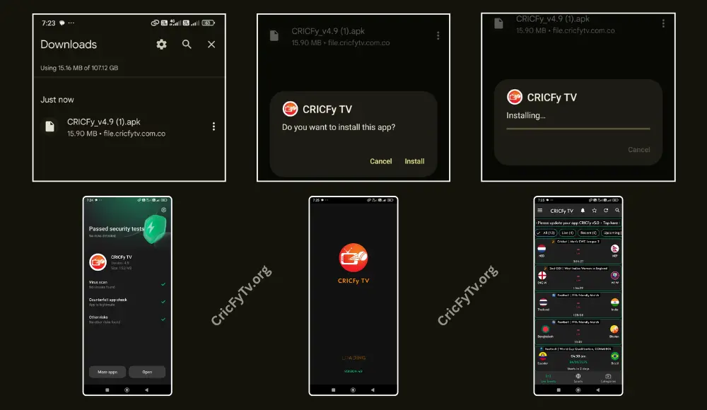 Install Cricfy TV APK on Android